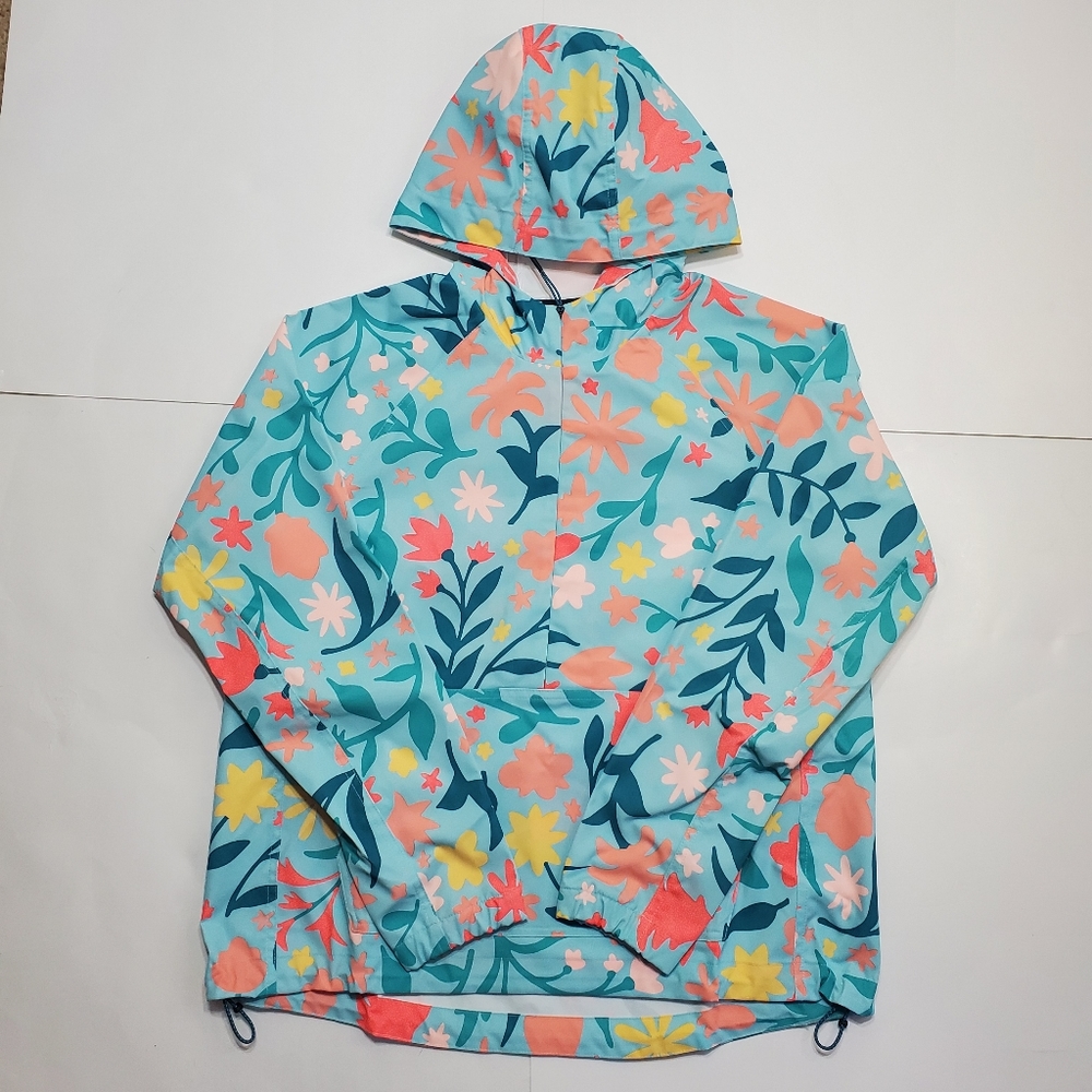 Nike Sportswear Floral Repel Anorak Jacket Women's Medium Packable Teal